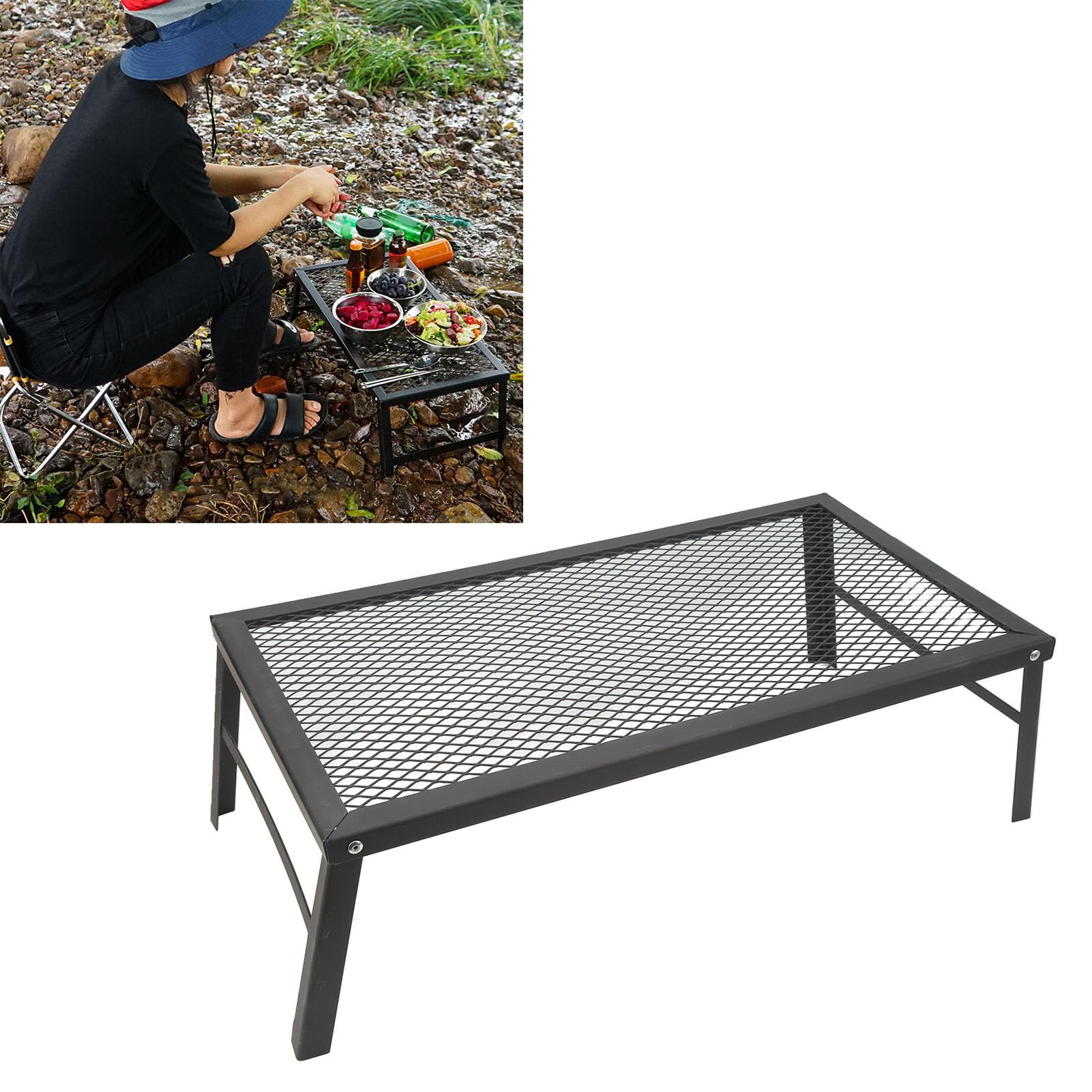 Alomejor Camping Grill, Portable Folding Campfire Grill for Outdoor BBQ and Camping