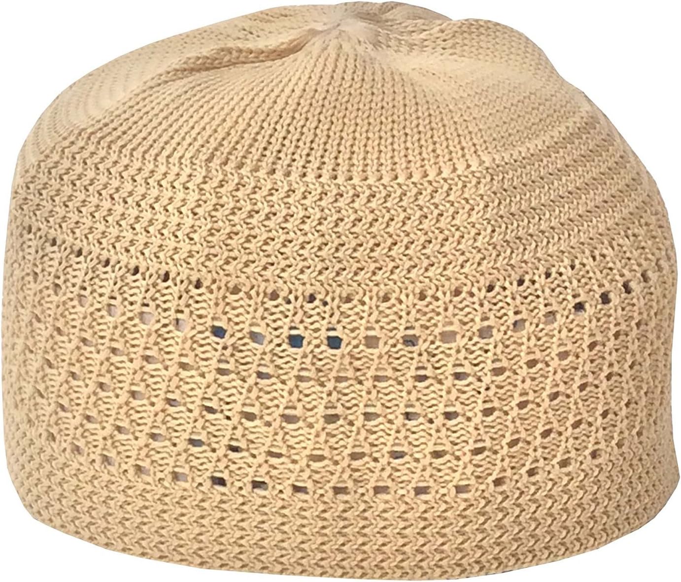 Khurshid Plain Open-Weave Prayer Namaz Cap Stretchy Kufi Hat Skull Cap - Fits 20-22