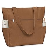 Buringer Corduroy Tote Bag for Women Large Shoulder Bag with Zipper and Pockets for Travel Gym Vacation