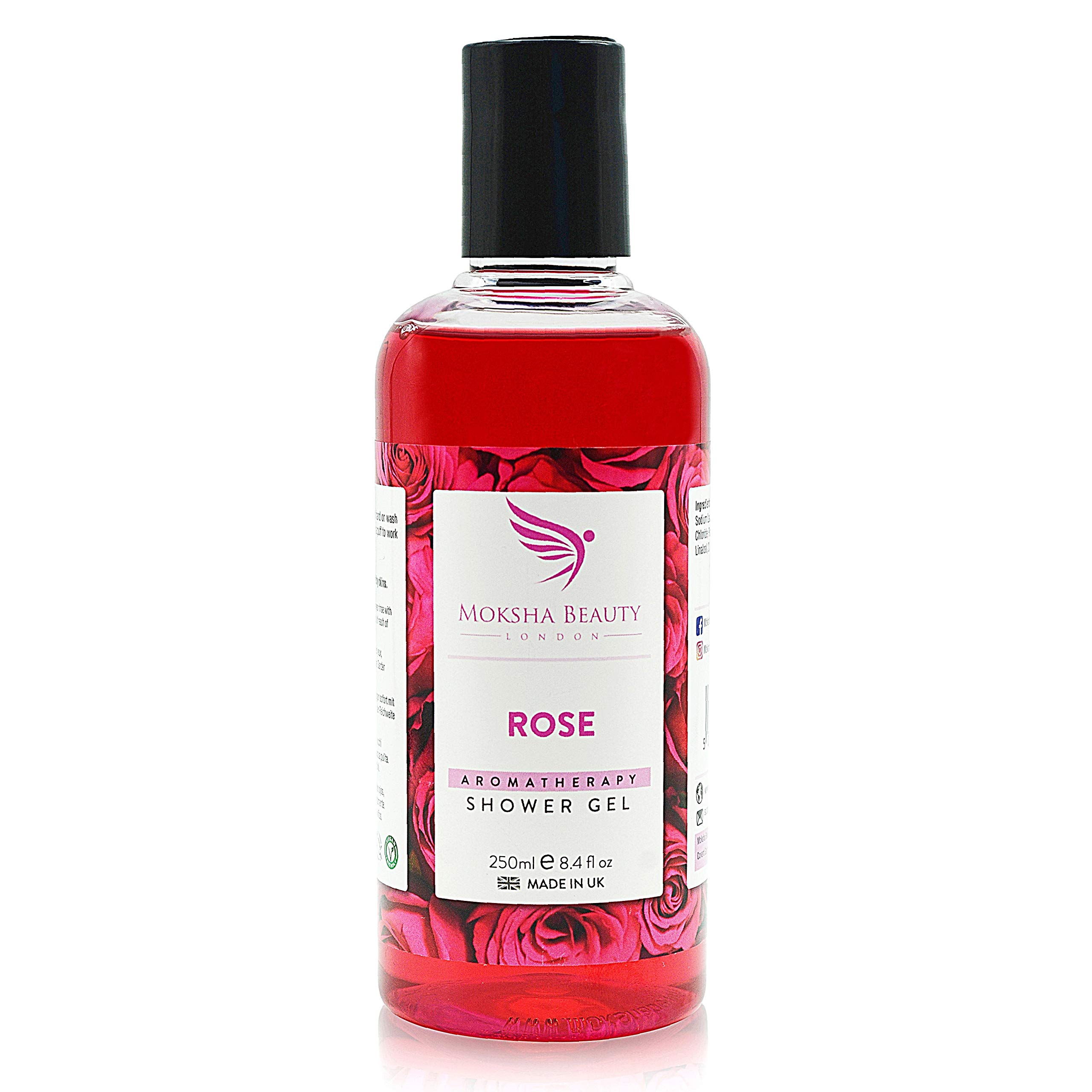 Rose Shower Gel Body Wash - [Made In U.K] Refreshing Body Wash With Invigorating Orange Extract | Foaming Fragrance Shower Gel | Vegan Cruelty Free | 250 ml