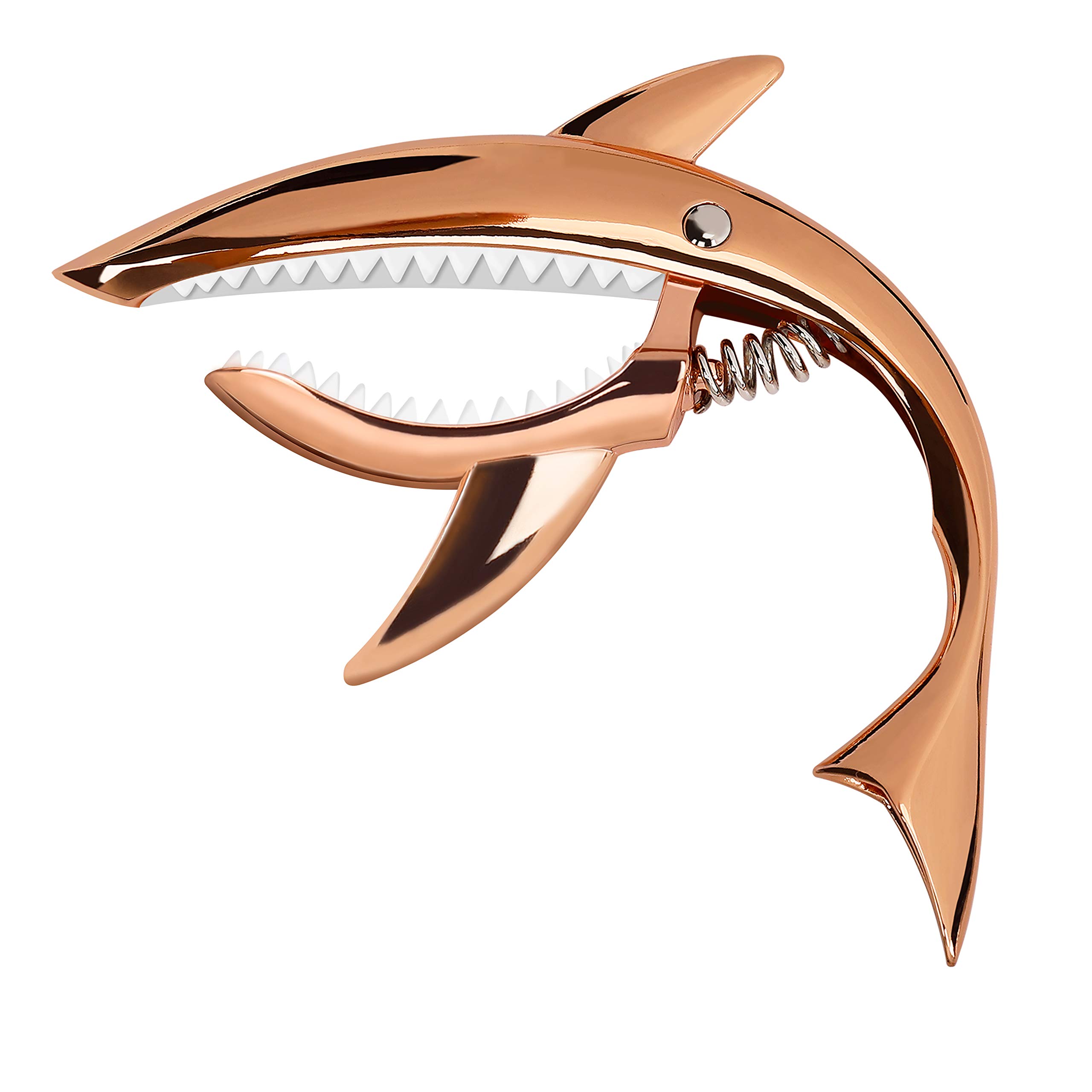 Shark Capo Acoustic and Electric Guitar Capo Zinc Alloy Metal Spring Capo for Ukulele Banjo Mandolin Bass (Rose Gold)