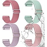 Fullmosa Water-resistant Quick Release Watch Bands 18mm 20mm 22mm 4 Pack Nylon Elastic Braided Watch Straps, Soft Adjustable Solo Loop Wristband for Women Men
