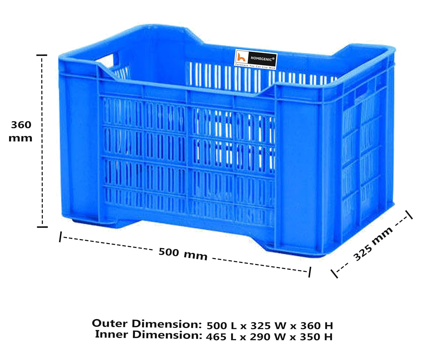plastic crate size