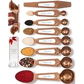 Styled Settings Copper Measuring Spoons Set with Leveler, 8-Piece | Double-Sided Nesting Magnetic Measuring Spoons, Stackable