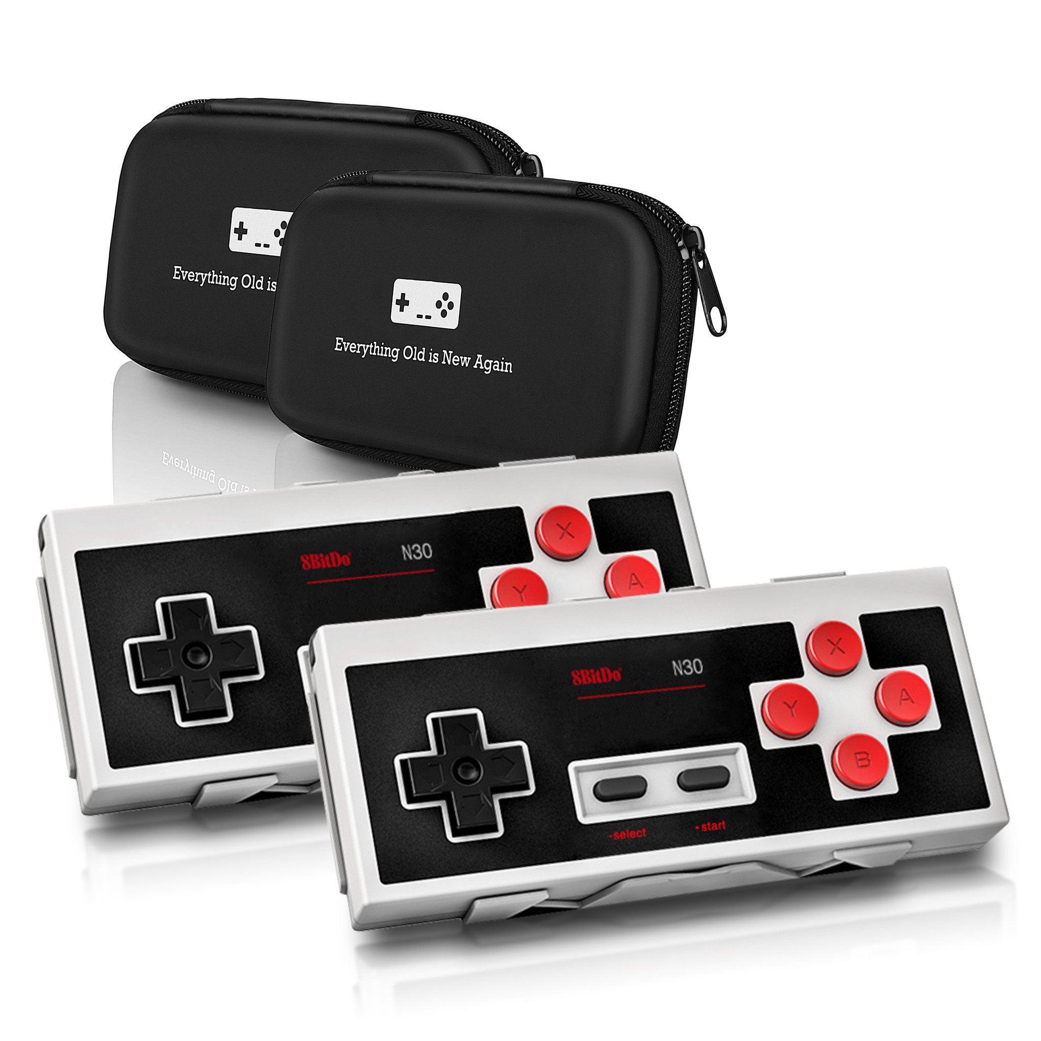 8Bitdo N30 Wireless Controller Double-Pack Bundle - Includes Carrying Cases - Updated 2018 Version - Android/Mac/PC/Switch/NES and SNES Classic