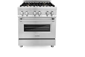 ZLINE 30 in. 4.0 cu. ft. Legacy Dual Fuel Range with Gas Cooktop and Electric Convection Oven in Stainless Steel with 4 Brass Burners (RA-BR-30)