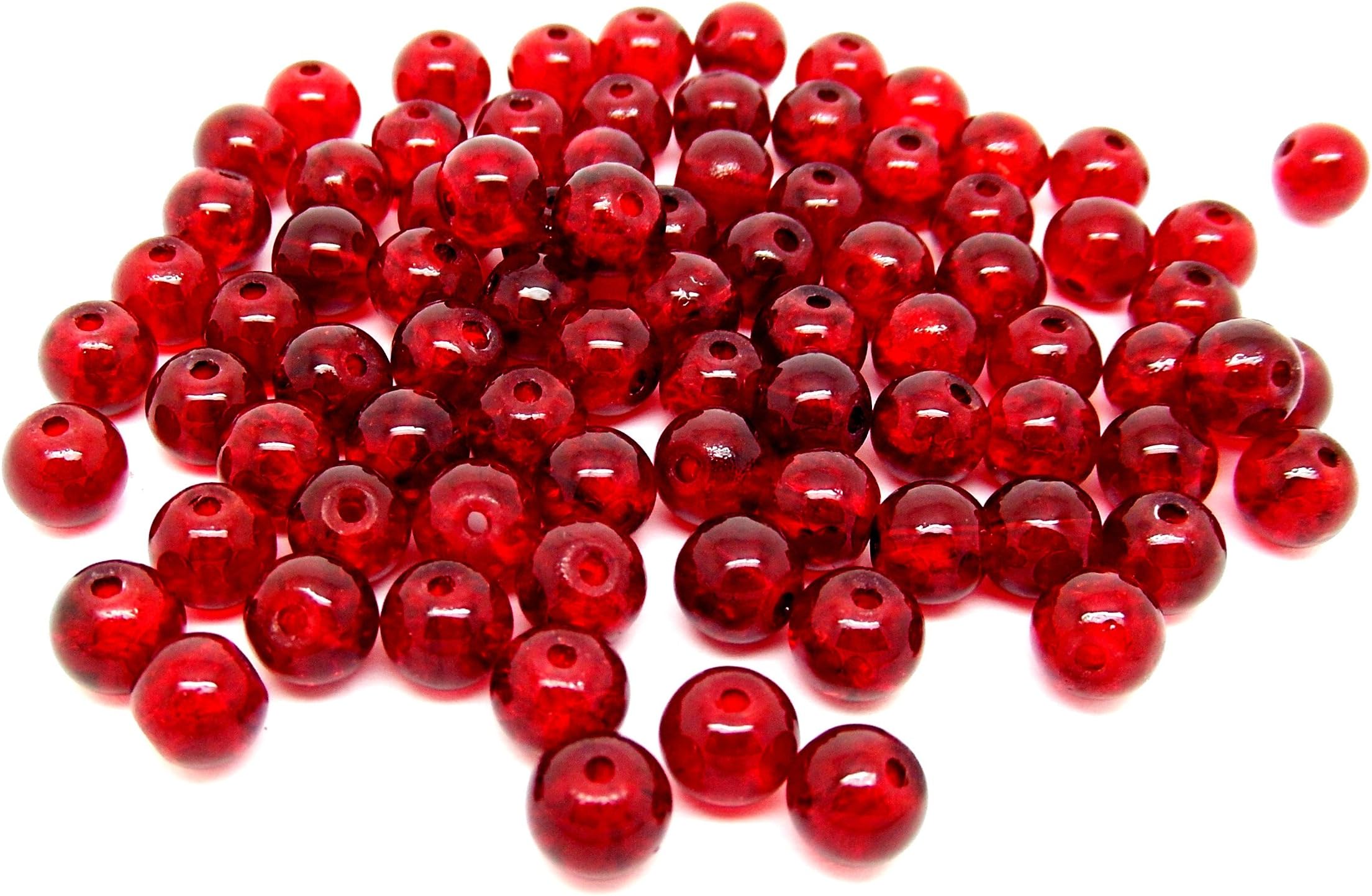 200 Red Crackle Glass Beads 6mm Jewellery Making Crafts J04185XF