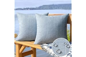 MIULEE Outdoor Waterproof Throw Pillow Covers Decorative Farmhouse Water Resistant Cushion Covers for Tent Patio Garden Couch Sofa Pack of 2, 20x20 Inch Light Blue