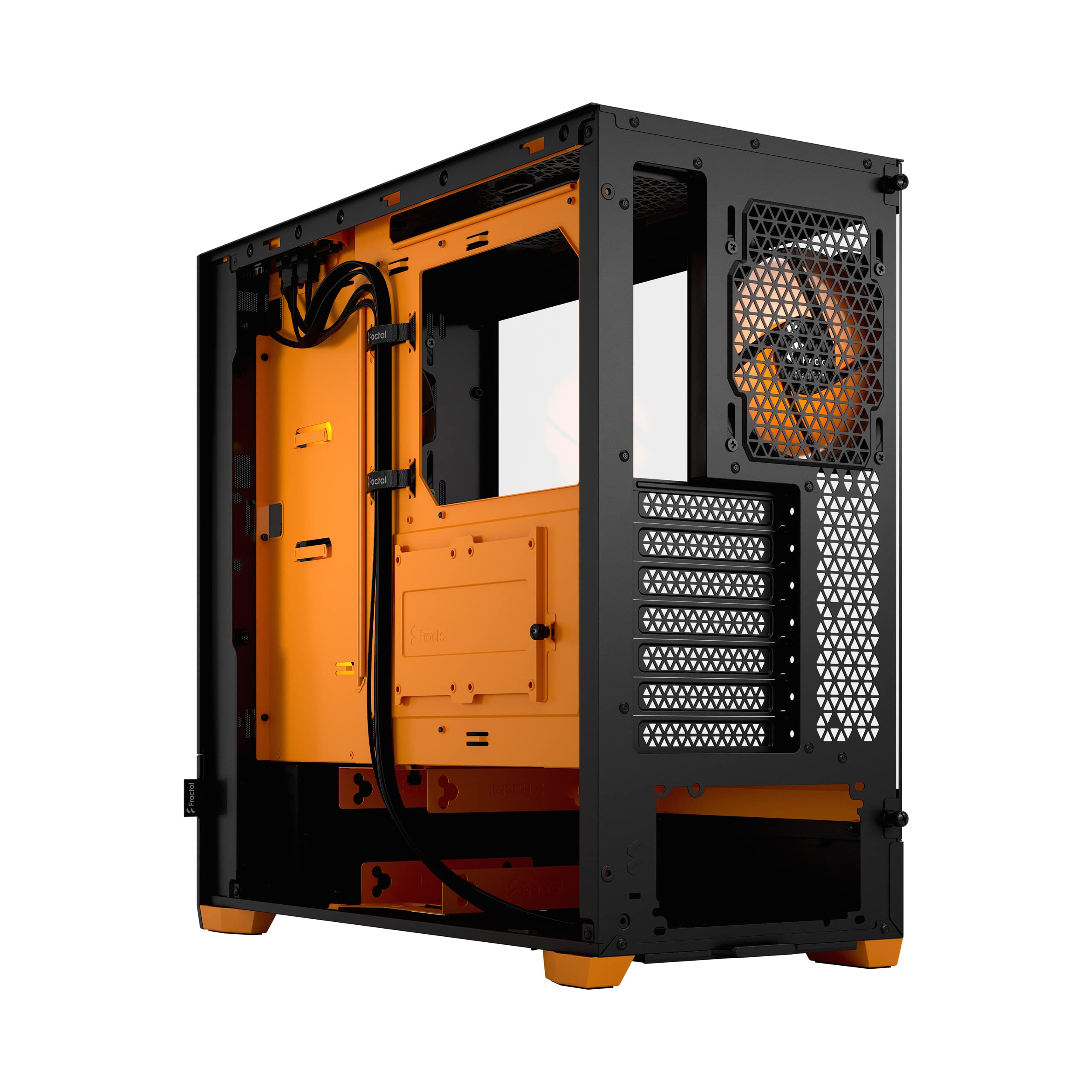 Fractal Design Pop Air Rgb Orange Core - Tempered Glass Clear Tint - Honeycomb Mesh Front – Tg Side Panel - Three 120 Mm Aspect 12 Rgb Fans Included – Atx High Airflow Mid Tower Pc Gaming Case - View 8