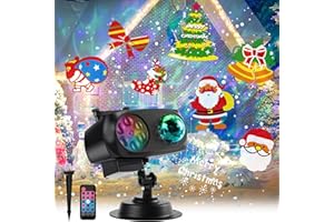 Halloween Christmas Projector Lights Outdoor, 14 HD Slides (3D Ocean Wave +Patterns) Landscape Lights Waterproof Outdoor Indo