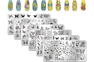 XEAOHESY 6pcs Butterfly Nail Stamping Plate Nail Stamping Kit for Nails Butterfly Flower Bird Feather Leaf Image Plates Nail Stamper Kit Nail Stamping Plates for Nails
