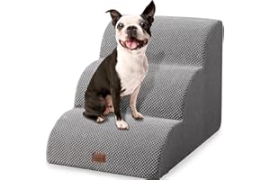 EzKamfort Dog Stairs for Small Dogs - Pet Stairs Dog Steps for Bed Couch, 3 Step Pet Steps Dog Stairs for Bed Small Dogs, Non-Slip Dog Ramp for Bed Dog Stairs Pet Steps for Dogs to Get on Bed