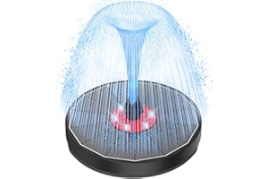 GAIZERL Solar Fountain Upgrade, 3.5W Solar Birdbath Fountains with White Lights, Glass Panel, 2200mAh Battery, Hummingbird Water Fountains with 8 Spray Modes & 4 Fixed Pipes for Garden, Pool, Pond