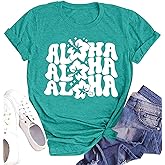 hohololo Hawaiian Shirts for Women Aloha Flower Shirt Ohana Means Family Tee Summer Beach Hawaii Trip Shirt
