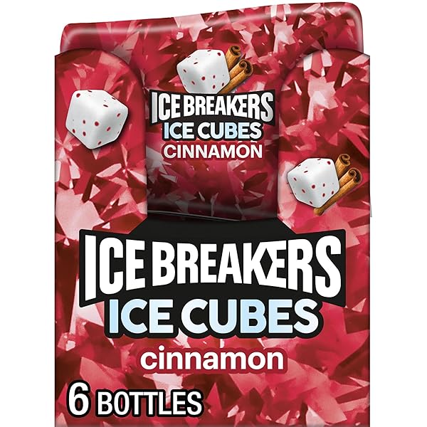 ICE BREAKERS ICE CUBES CINNAMON FLAVORED SUGAR FREE CHEWING GUM BOTTLES, 3.24 OZ (6 COUNT, 40 PIECES)