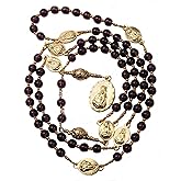 DivinejewelsbyBarb Handmade Catholic Franciscan Crown Rosary, Chaplet of Our Lady of Sorrows, Amethyst Gemstones & Gold Tone Medals Made in Italy