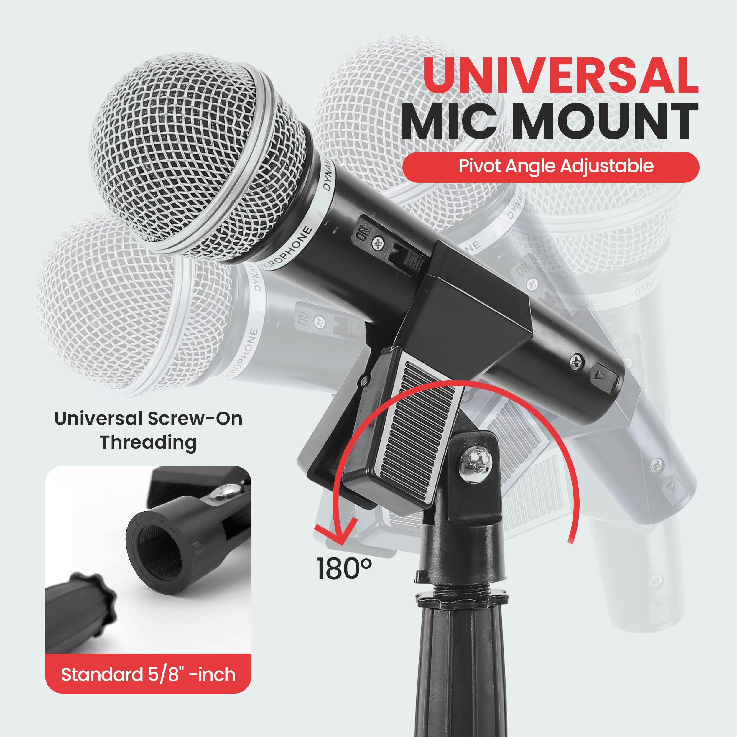 PYLE-PRO Microphone Stand - Universal Mic Mount with Heavy Compact Base, Height Adjustable (2.8’ - 5’ ft.) - PMKS5