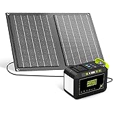 MARBERO 88.8Wh Solar Generator with 21W Solar Panel Included Portable Power Station 80W 110V 120W Max for Camping Outdoor Hiking Fishing Emergency