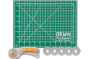 W.A. PORTMAN WA Portman Self Healing Cutting Mat & Rotary Cutter for Fabric Set – 9x12 Sewing Cutting Mats for Crafts with 45mm Fabric Cutter Wheel & 5 Rotary Blades – Quilting & Sewing Supplies Kit