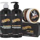 Suavecito Hair &amp; Body Essentials 4 Piece Set - Includes Styling Pomade, Moisturizing Body Soap Bar, Hydrating Shampoo &amp; Nourishing Conditioner