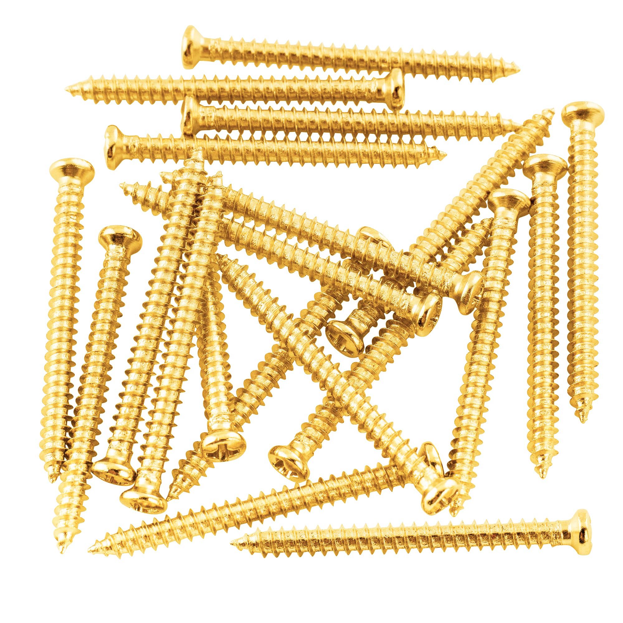 Musiclily Basic 2.8x32mm Metal Metric Thread P90 Style Pickup Mounting Screws, Gold(Set of 20)