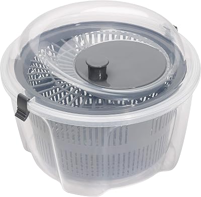 Chef Aid Clear Plastic Salad Spinner Vegetable Dryer 4.4L Easy Spin 24.5cm