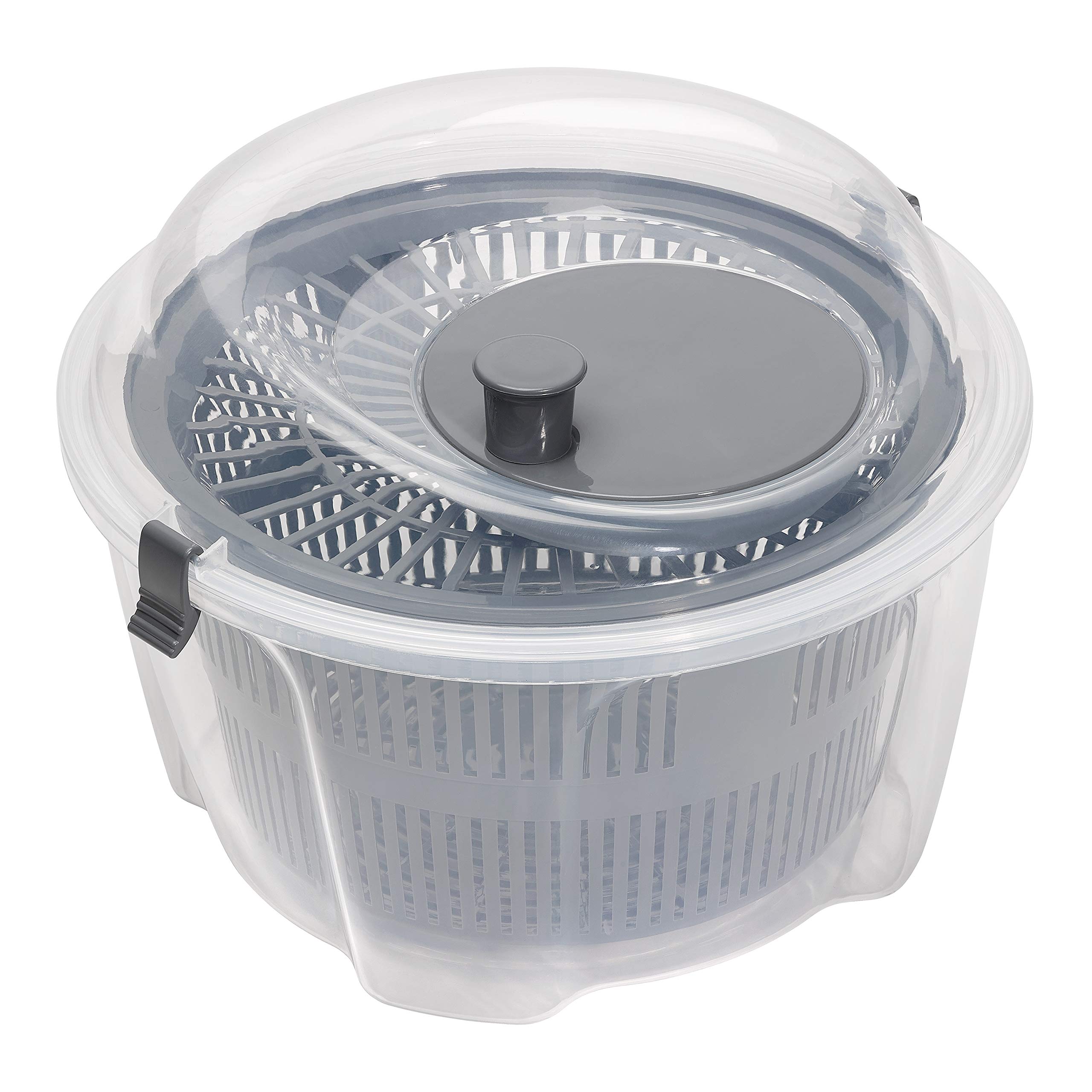 Chef Aid Clear Plastic Salad Spinner & Vegetable Dryer, 4.4 Litre Capacity, Easy Spin Mechanism, 24.5cm x 16cm