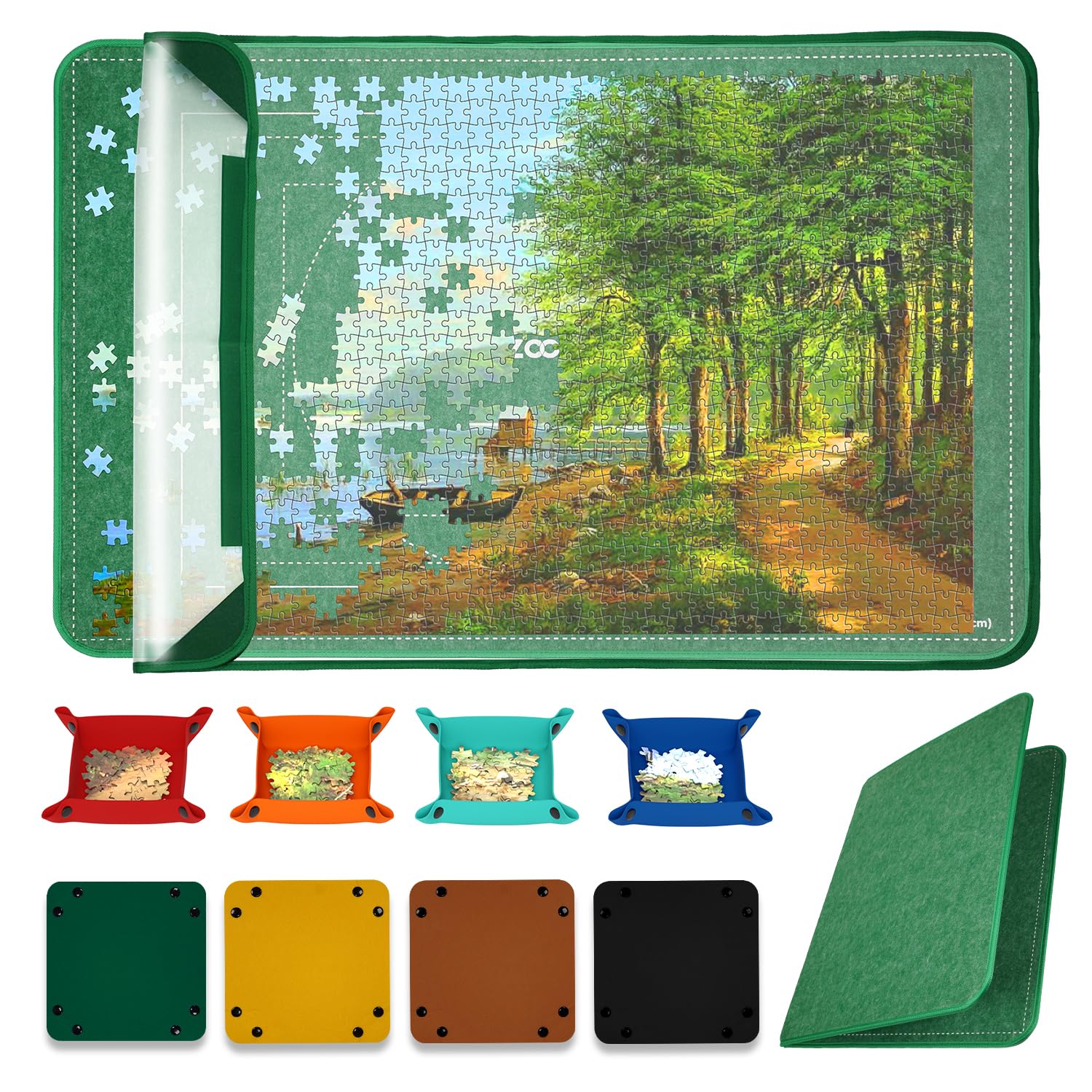 MOZOOSON Jigsaw Board 1500pcs Puzzles, Folding Puzzle Board, Jigsaw Accessories to Move and Store, Puzzle Storage Board 37.4 x 25.6 inches (8 Sorting Trays) โ image 1