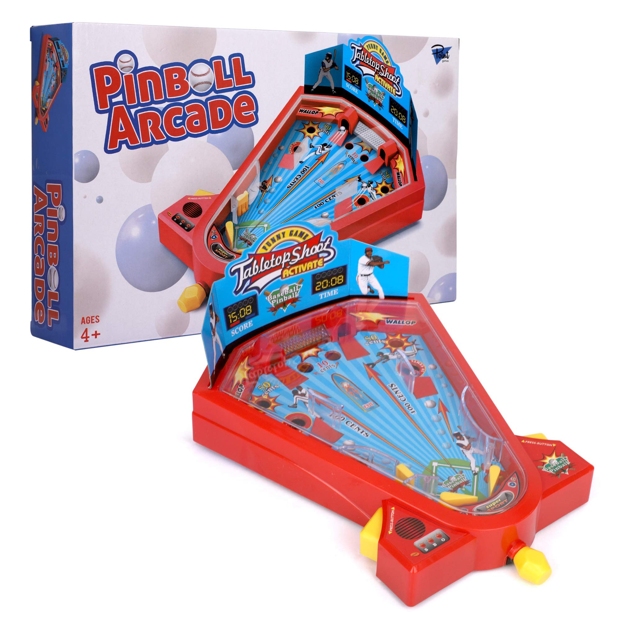 Photo 1 of Point Games Pinball Arcade - Miniature Tabletop Baseball Board for Kids - Self-Contained & Safe Arcade Toy - Small Baseball Table Game- Pinball Machine for Kids