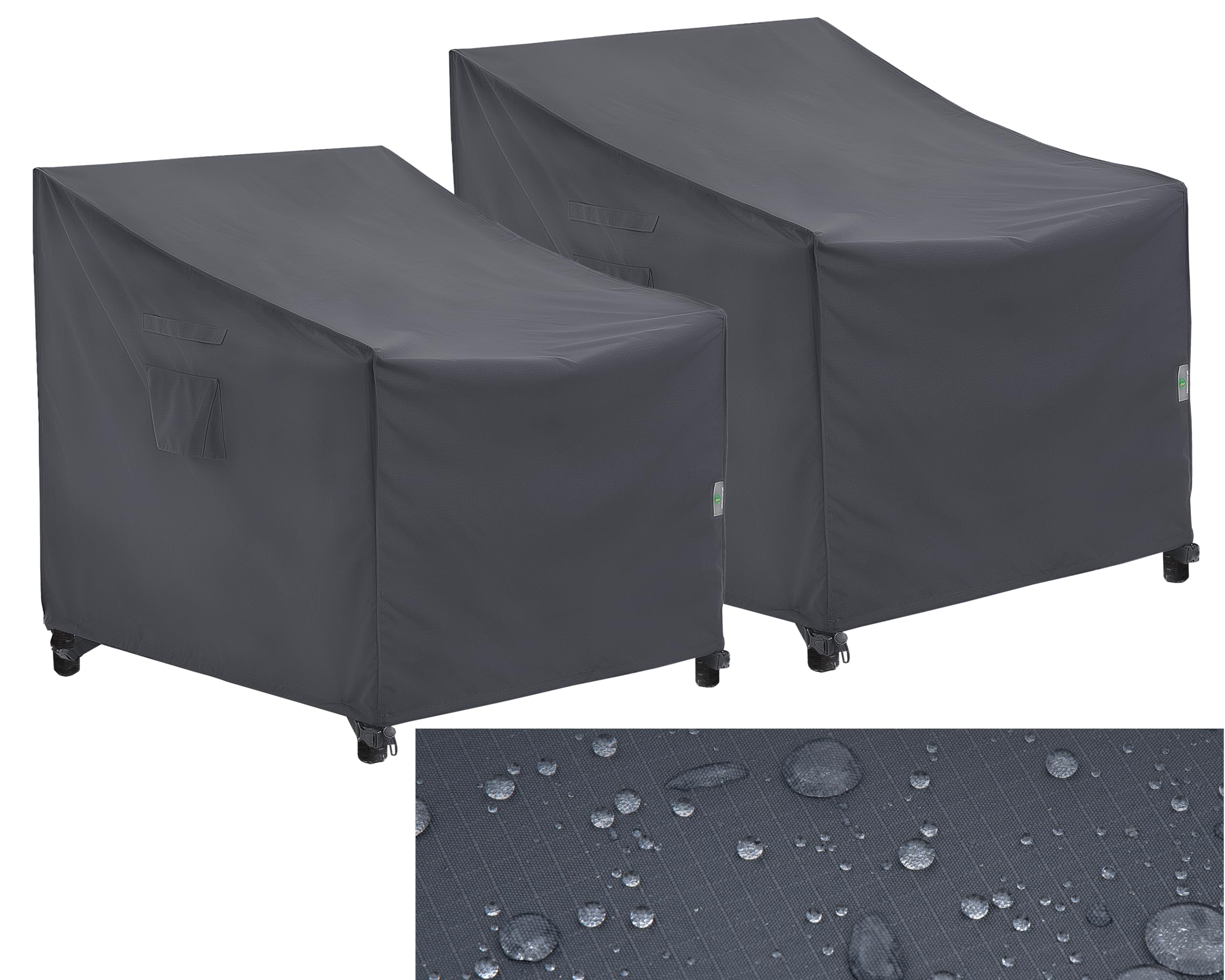 F&J Outdoors Garden Chair Covers Waterproof UV Resistant Windproof Heavy Duty Durable Outdoor Chair Covers Dining Chair Adirondack Chair Cover, Grey, 84x86x65/82cm, 2 pack
