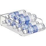 mDesign Wide Plastic Kitchen Water Bottle Storage Organizer Tray Rack - Holder and Dispenser for Refrigerators, Freezers, Cabinets, Pantry, Garage - Clear