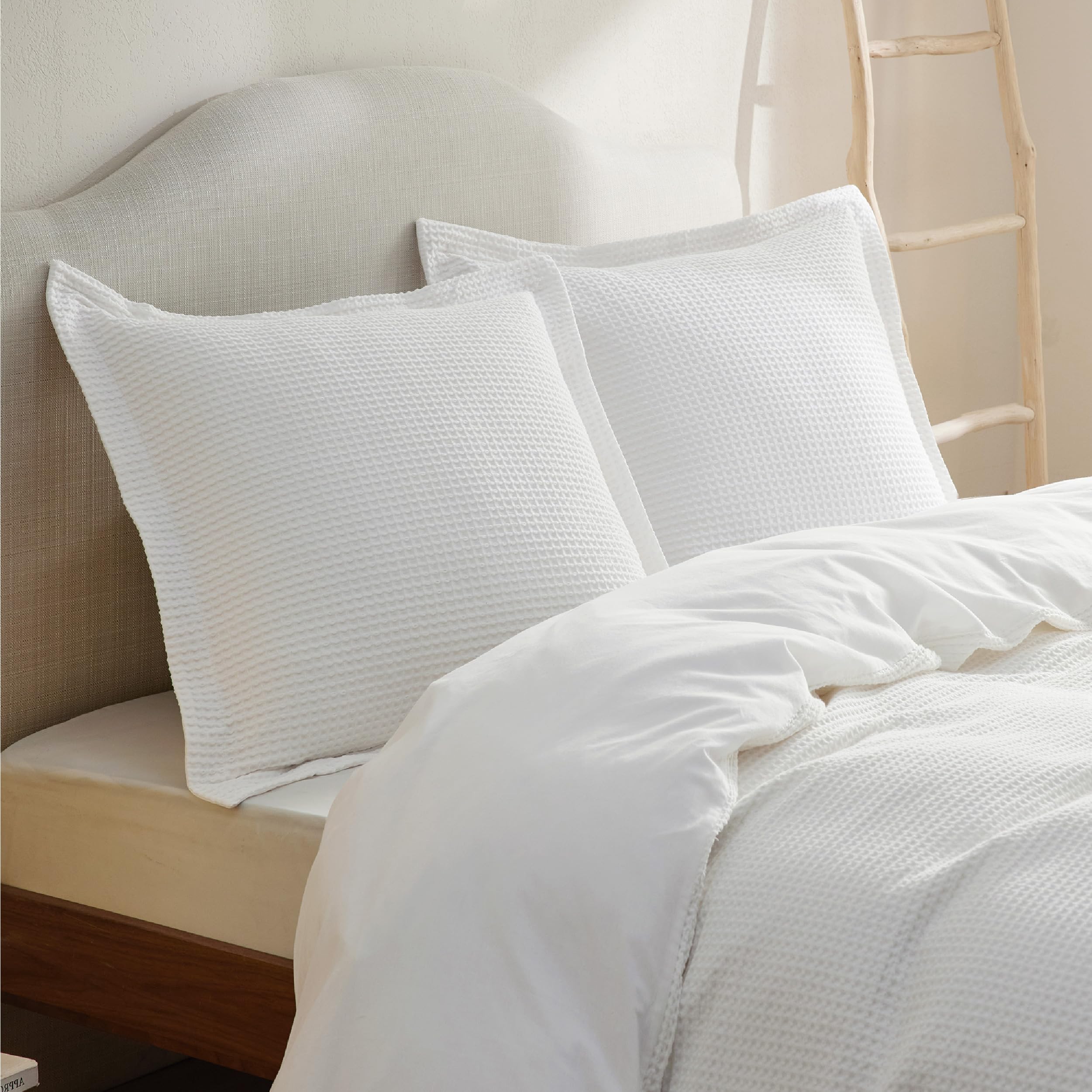 Photo 1 of Bedsure Waffle Weave Euro Sham, 26x26 Inches Pillowcases 2 Pack, 100% Cotton Euro Pillow Covers with Envelope Closure for Gift, Home Decor, Throw Pillow Covers for Bed Sofa Couch, White