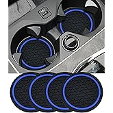 UBOG 4PCS Car Coasters, Car Accessories Interior, 2.75 Inch Non-Slip Cup Holder Coasters for Most Vehicles (Black&Blue)