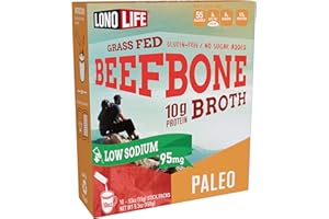 LonoLife Low-Sodium Beef Bone Broth Sticks: 10g Protein, Keto-Friendly - 10 Portable Servings