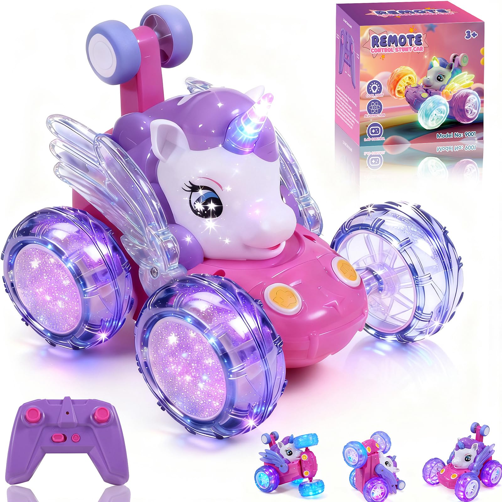 Photo 1 of ***RECOMENDED FOR PARTS DOENST FUNCTION WELL*** Unicorn Toys RC Car for Girls 4-6 Beginner-Friendly Cute Remote Control Toy - High-Speed All-Terrain 360°Flips Stunt & Cool Blinky Lights Ideal Christmas Birthday Gift for Age 3 4 5 6 7 8 - Purlple
