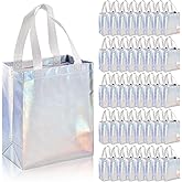 TOPZEA 40 Pack 10 x 8 Inch Glossy Reusable Grocery Bags, Non-woven Tote Shopping Bags with Handle, Bridesmaid Bag Stylish Foldable Gift Goodies Bag for Small Business, Wedding, Easter, Birthday