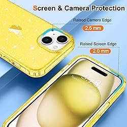 Hython Case for iPhone 15 Plus Case Glitter, Cute