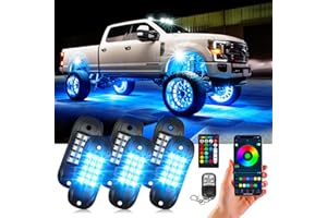 SHINIGHT Led Rock Lights for Trucks,6 Pods Rock Lights for Jeep Brightness Truck underglow kit Exterior with App Control Flashing Music Mode RGB Rock Lights for UTV SUV ATV RZR Truck Accessories