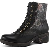 L'Artiste by Spring Step Marty Met Hand Painted Metallic Floral Ankle Boots for Women | Shoes for Women with Arch Support and Flexible Sole
