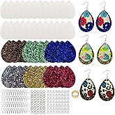 SHUANGART Sublimation Earrings Making Blanks 24pcs Glitter for Heat Transfer and 24pcs PU Faux Leather Teardrop Earrings for Festival Holiday Event Custome Decor DIY Jewelry Making (Color C)