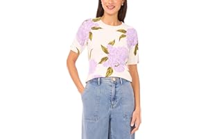CeCe Womens Short Sleeve Hydrangea SweaterSweater