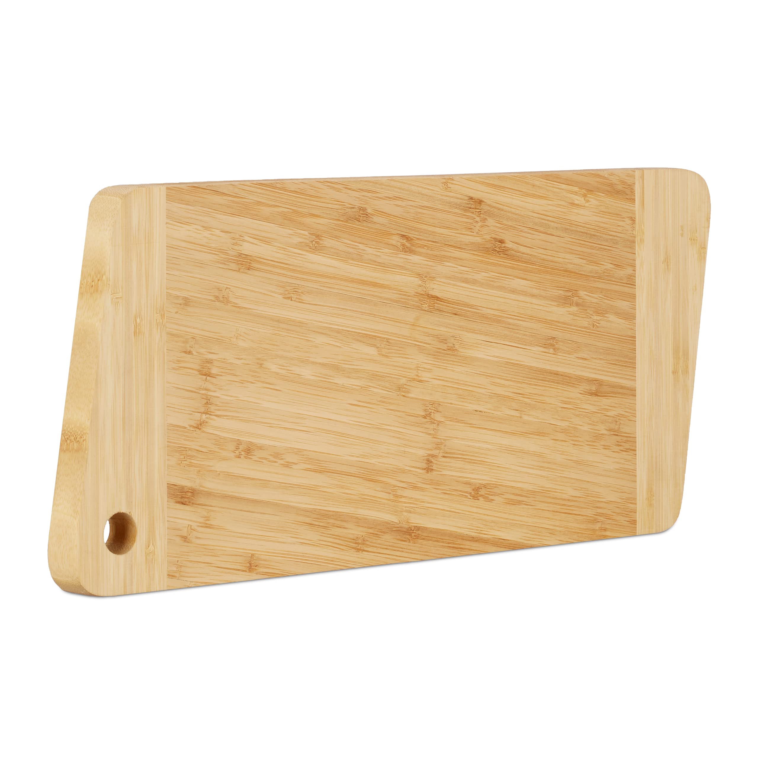 Relaxdays Bamboo Cutting Board, Hanging Chopping Board, Solid Wooden Serving Tray, Platter, HxWxD 2x38x18cm, Natural
