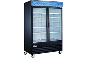 Xiltek Double Door Upright Commercial Display Freezer - Large Capacity Glass Door Merchandiser Freezer 45 CU Ft.