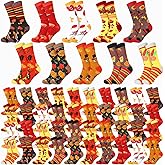 Liitrsh 50 Pairs Thanksgiving Fall Autumn Socks Holiday Colorful Pattern Printed Maple Pumpkin Turkey Thanksgiving Socks Women Novelty Cute Thanksgiving Gifts for Men Running