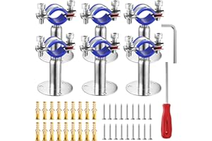 WYSIWYKA 6PCS 304 Stainless Steel Wall Mount Ceiling Mount Pipe Supports,Suitable for OD Pipe 25-27mm,Adjustable Height 50-100mm,Adjustable Pipe Strap Clamp with Screws
