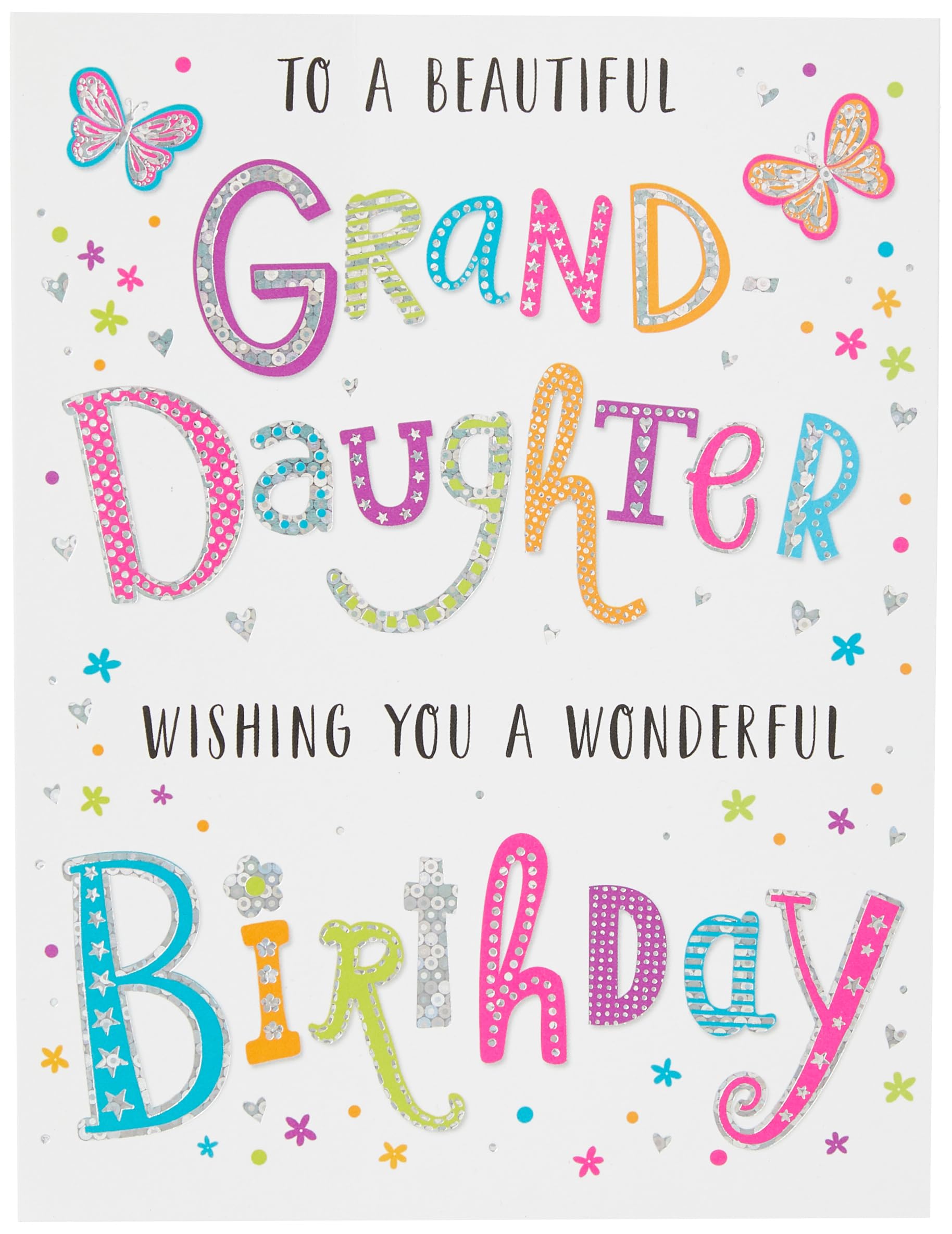 Piccadilly Greetings Regal Publishing C80661 Modern Birthday Card Granddaughter - 8 x 6 inches, grey|pink|red|blue|oak
