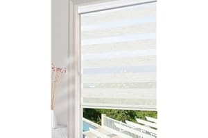 Homebox Zebra Blinds for Indoor Windows, Faux Linen Roller Window Shades Light Filtering Window Treatments Mini Blinds for Kitchen Bathroom, 23" W x 72" H Cream White