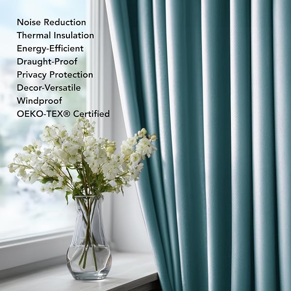 DECONOVO BLACKOUT CURTAINS FOR BEDROOM, THERMAL INSULATED ROOM DARKENING GROMMET WINDOW DRAPES, SKY BLUE, 52W X 84L INCH, PACK OF 2 FOR LIVING ROOM & NURSERY PRIVACY PANELS