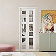 BARNER HOME Bifold Door, 3-lite Clear Glass Closet Door for 24"x 80" Opening, Folding Doors with Hardware Kits, MDF, White Multifold Interior Doors