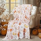 Fall Throw Blanket for Couch, Soft Cozy Autumn Pumpkin Leaves Blankets, Thanksgiving Blanket for Sofa Chair Home Decor Gift for Women Men 50"X60"